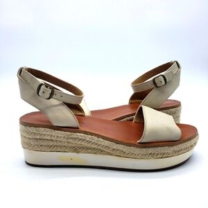 Lucky Brand women US 7.5 JENEKA ankle strap white platform espadrille sandals